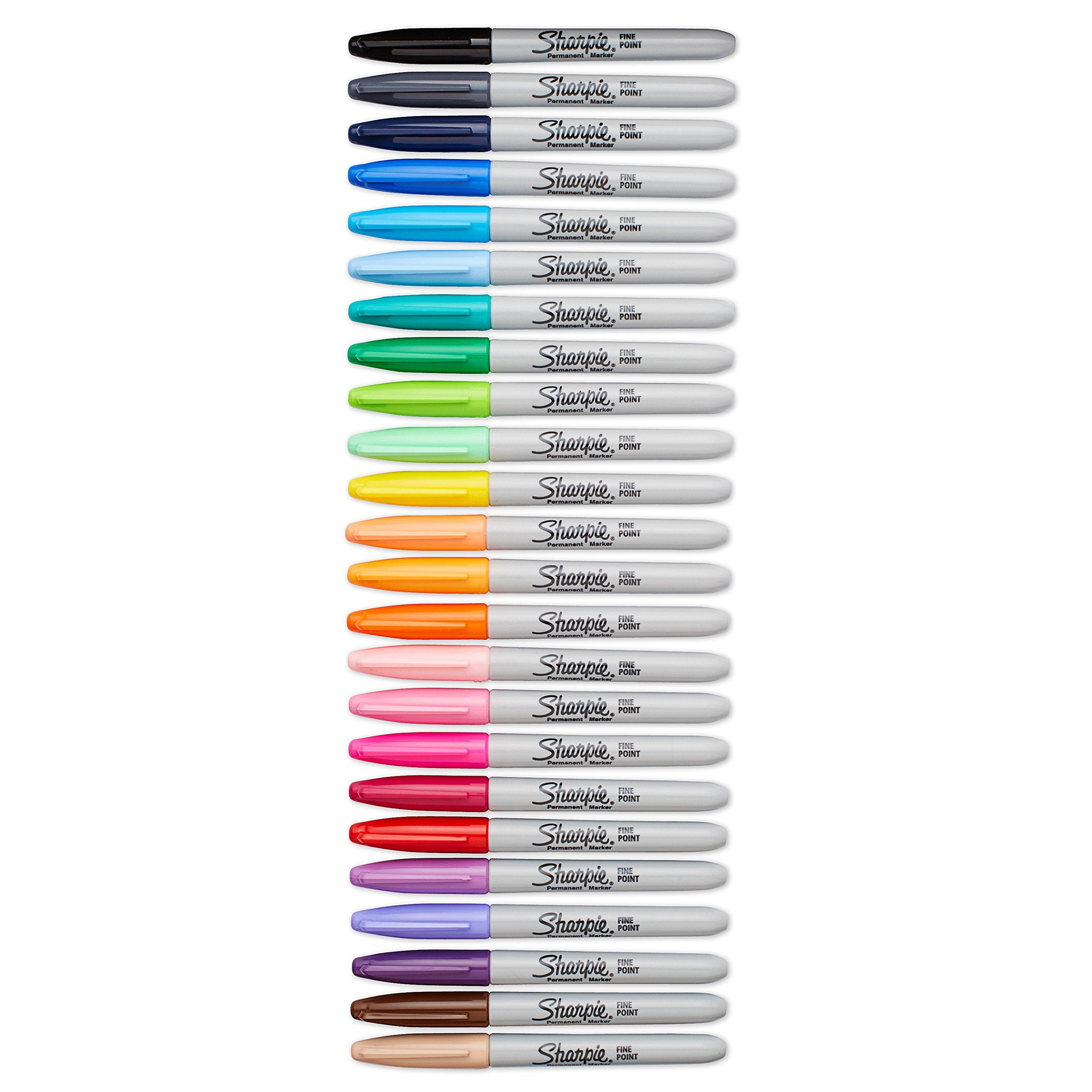 Sharpie Fine Tip Permanent Marker Fine Bullet Tip, Assorted Colors, 24/Set