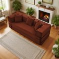 thumbnail image 3 of 78" Convertible Sofa Bed, Corduroy Deep Seat Folding Pull Out Couch with Pillows, No Assembly Modern Boneless Couch Compression Sofa in Box, Floor Sofa with Storage Pocket for Living Room, 3 of 10