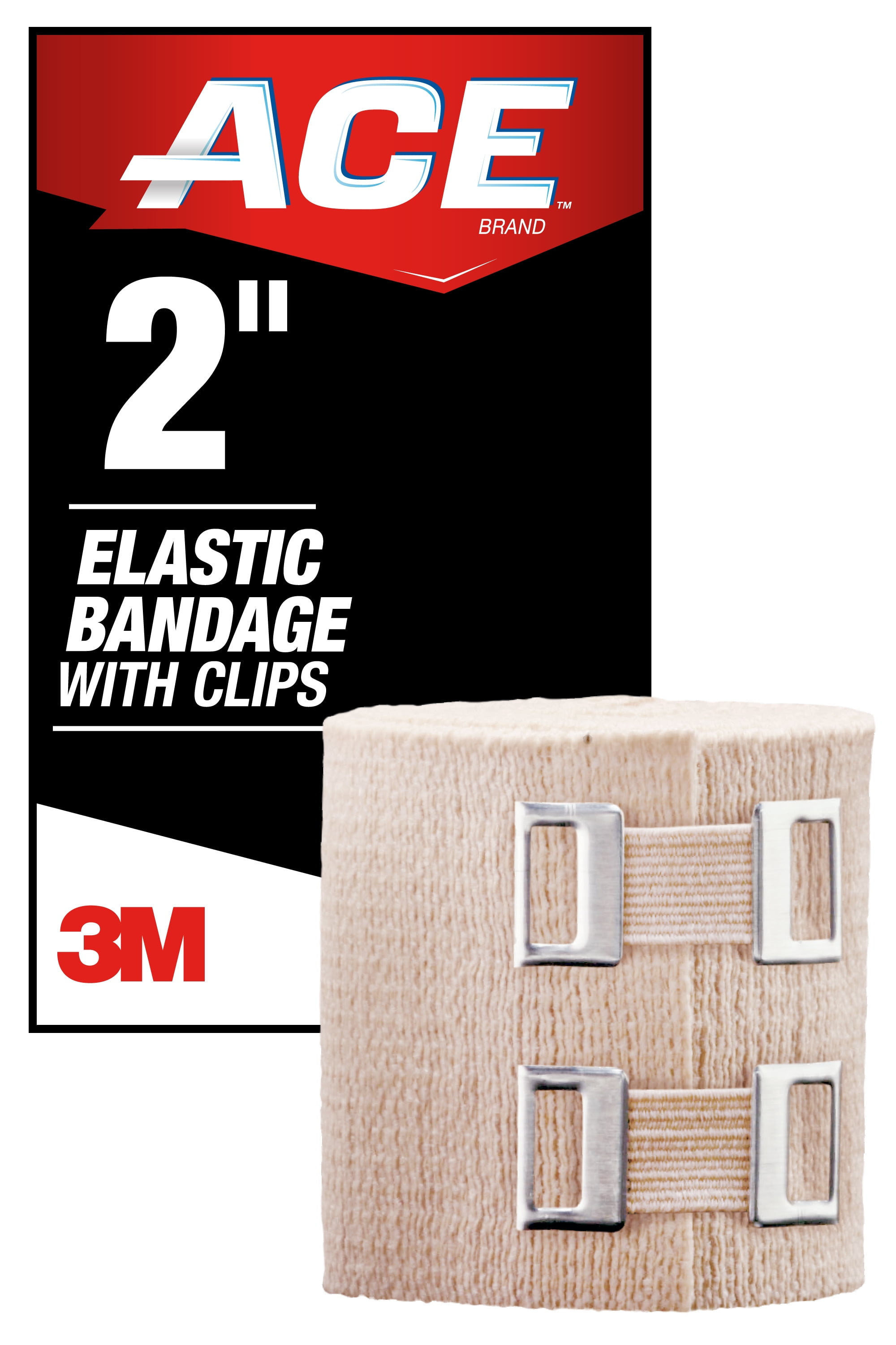 ACE Brand Elastic Bandage W/ Clips, 2 in., Soft Discrete Fit, Beige
