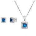 thumbnail image 3 of Sterling Silver Asscher Cut CZ Border Necklace/Earrings Set (Three Colors), 3 of 3