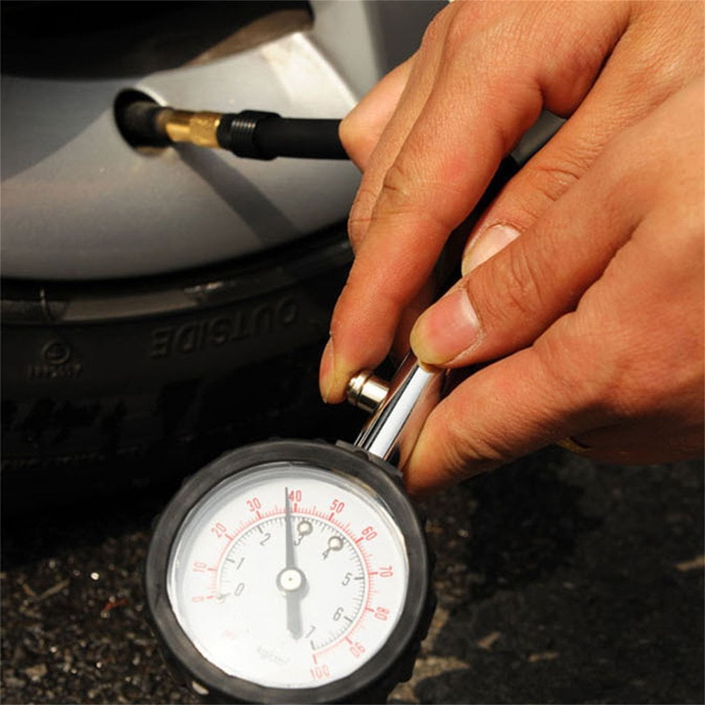 Meter Tire Pressure Gauge 0-100PSI Auto Car Bike Motor Tyre Air Pressure Gauge Meter Vehicle Tester monitoring system Dial Meter Jasnyfall Black + White 