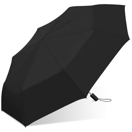 The Weather Staion 42in Rain Umbrella, Auto Open, Compact, Black, Windproof