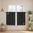 thumbnail image 2 of Black Golden Floral Kitchen Curtains 54 Inch Length, Modern Abstract Spring Flowers Tiers Curtains for Bathroom Bedroom Cafe, Light Filtering Small Window Treatment Short Drapes 2 Panels 42"Wx54"L, 2 of 8
