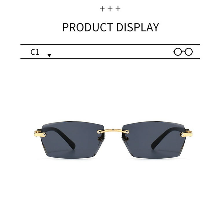 Trendy Rimless Mirrored Sunglasses Men Square Glasses for Fashion Crystal  Eyewear C1