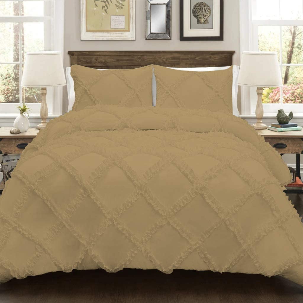 Luxurious Ultra Soft & Easy Care Diamond ruffle Duvet Cover(120" x 120