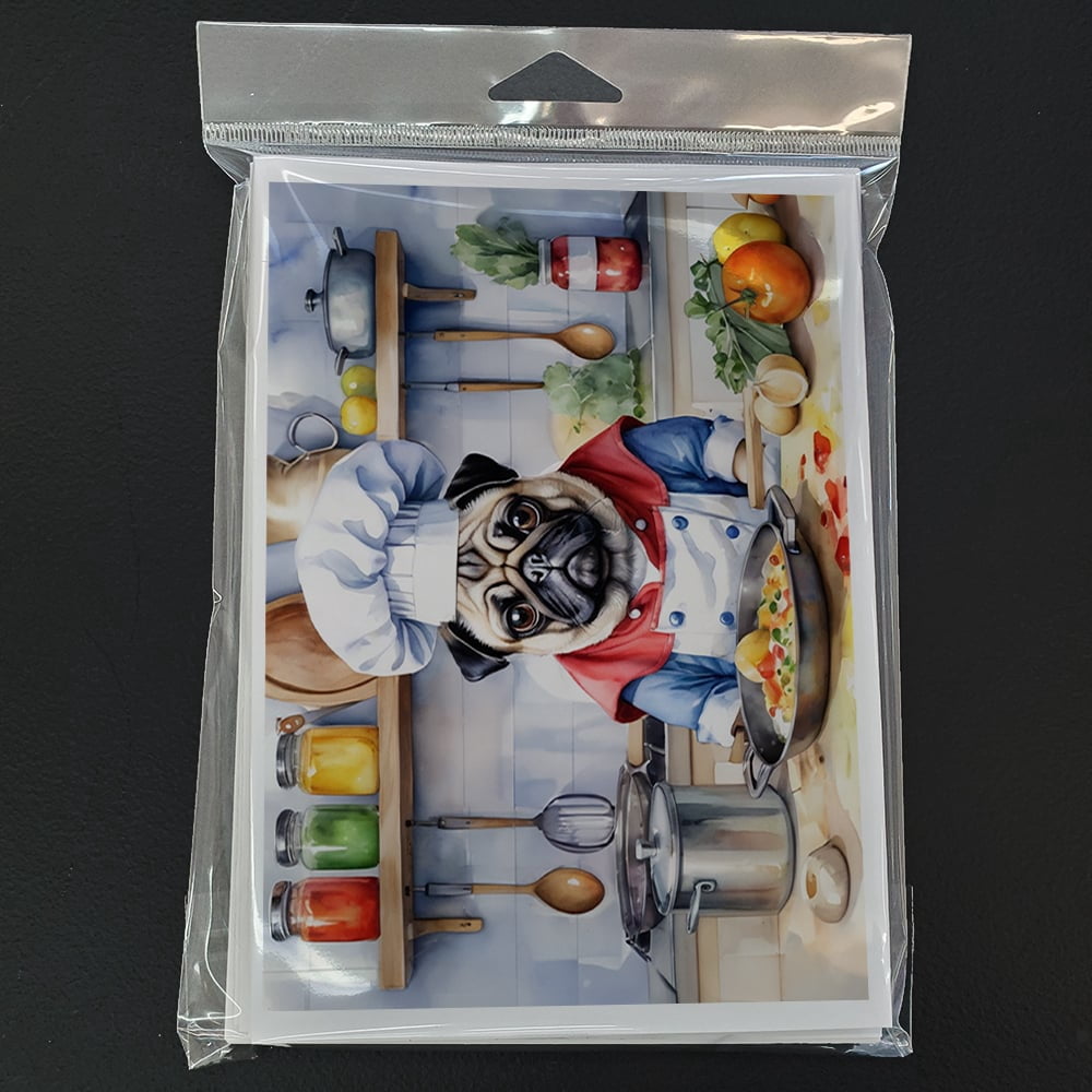 Pug The Chef Greeting Cards Pack of 8 7 in x 5 in