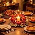 thumbnail image 5 of Halloween Mini Fall Pumpkin Wreath, Candle Ring with Maple Berry Pinecone for Table, Harvest, Thanksgiving Decor, 5 of 6