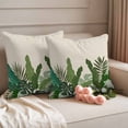 thumbnail image 2 of Palm Leaves Tropical Outdoor Waterproof Pillow Covers, Beige Summer Watercolor Botanical Decorative Square Throw Pillowcase Sofa Cushion Sham for Patio/Couch/Chair, 20"x20" 2 Pack, 2 of 8