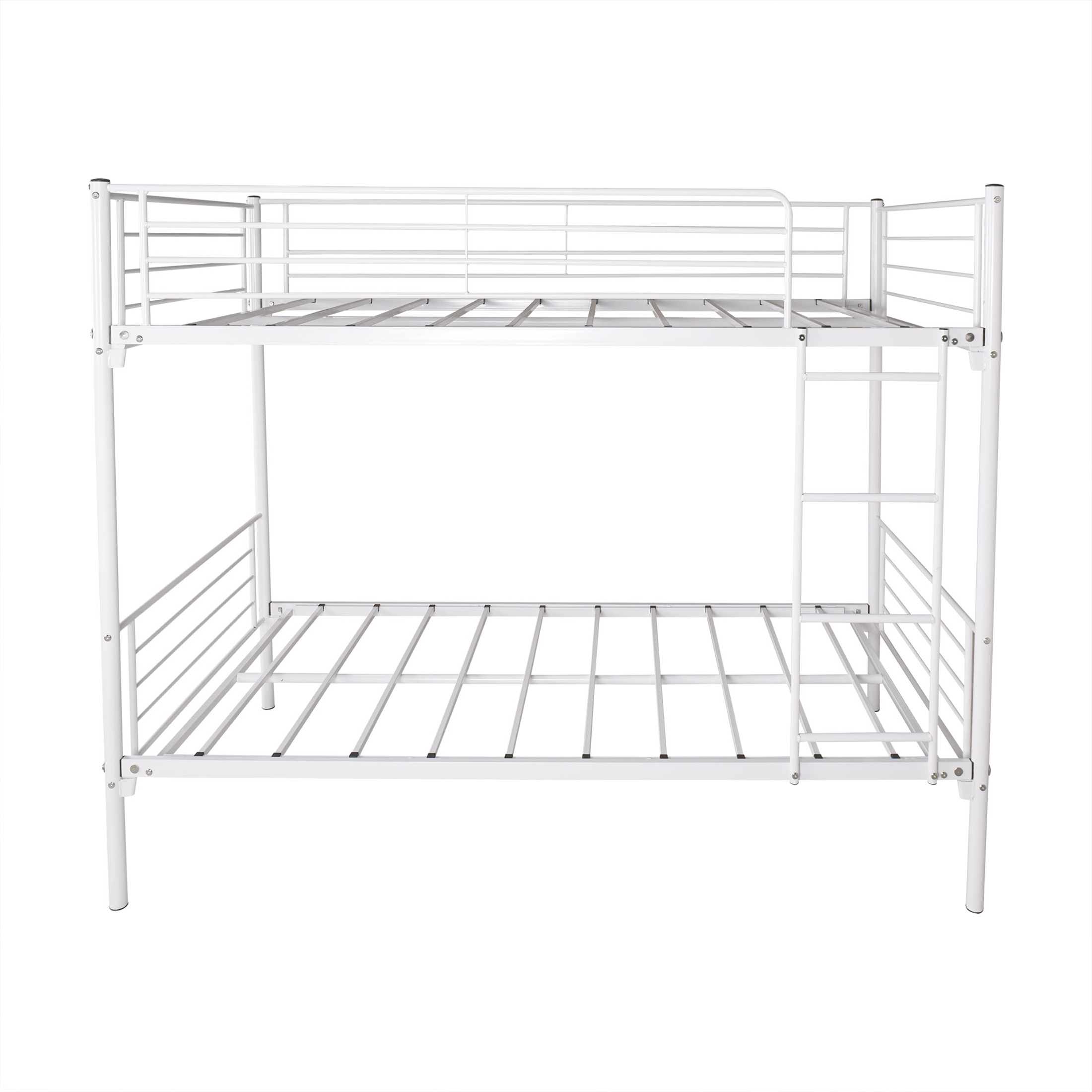 Aukfa Metal Bunk Bed for Kids, Twin over Twin, Built in Ladder, White