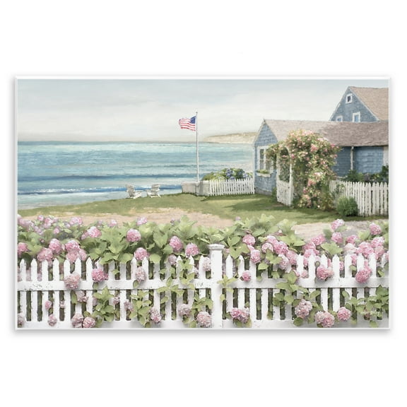 Stupell Industries Coastal Bay Cottage Landscape & Nature Painting Unframed Art Print Wall Art, 15 x 10