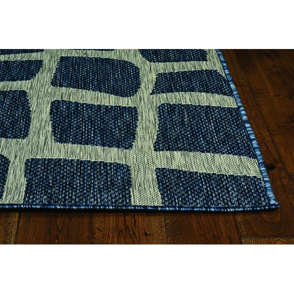 3'x4' Blue Grey Machine Woven UV Treated Abstract Indoor Outdoor Accent Rug