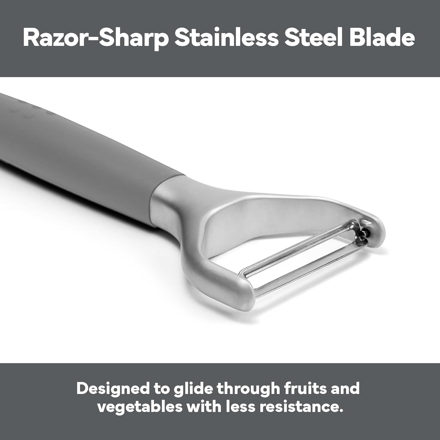 JJEAN-Stainless Steel Vegetable Peeler - Dishwasher Safe Y Peeler - Easy to Use with Potatoes, Cabbage, Carrots, and More - Progessional Grade Kitchen Tool - Gray