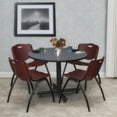 thumbnail image 2 of Kobe 36in. Round Breakroom Table- Grey & 4 'M' Stack Chairs- Burgundy, 2 of 8