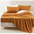 thumbnail image 2 of Chezmoi Collection Extra Soft Bed Sheets Set, Double Brushed Microfiber 14-Inches Deep Pockets, 5-Piece Sheet Set, Split King, Spice Orange, 2 of 8