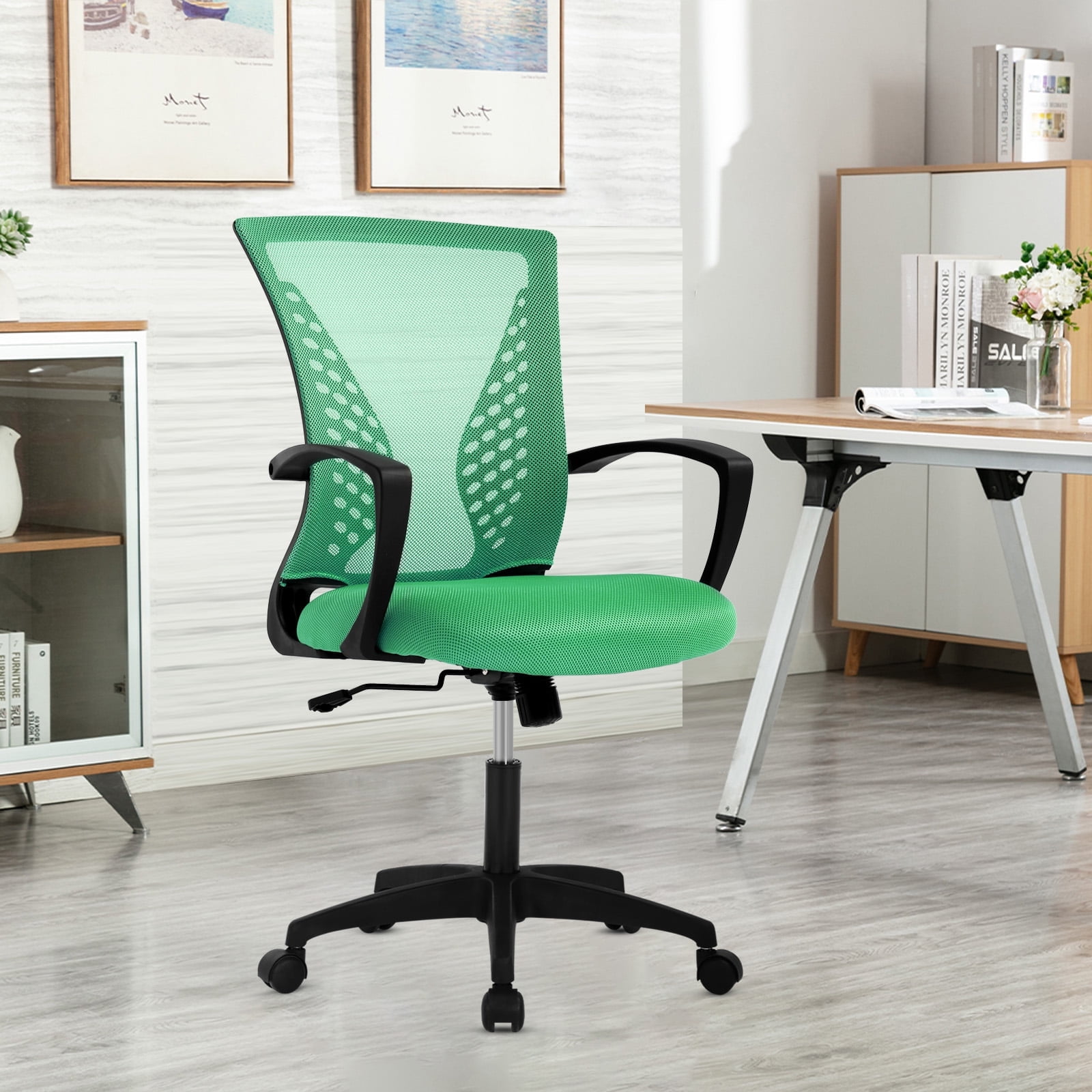 NiamVelo Ergonomic Office Chair Mid Back Mesh Desk Chair Adjustable Computer Chair with Lumbar Support & Armrest, Green