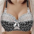thumbnail image 5 of Zynoxe 2PC Plus Size Lace Balconette Bra with Bow Detail Supportive Underwire Push Up Bra Solid Color Everyday Underwear, 5 of 8