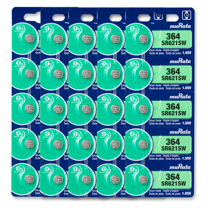 Murata 364 SR621SW Battery 1.55V Silver Oxide Watch Button Cell - Replaces Sony 364 (25 Batteries)