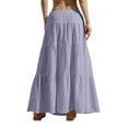 thumbnail image 4 of XUNKUSGA Skirts for Women Solid Color High Waisted A Line Skirt Flared Ruffle Boho Long Skirts for Women Casual Smock Layered Tiered Midi Skirts for Women S-2XL, 4 of 5