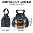 thumbnail image 5 of Astronaut and Rocket Black Pattern Drawstring Insulated Lunch Bag for Women, Stain-Resistant Large Lunch Tote with Multi-Pockets for Work Office, 5 of 6