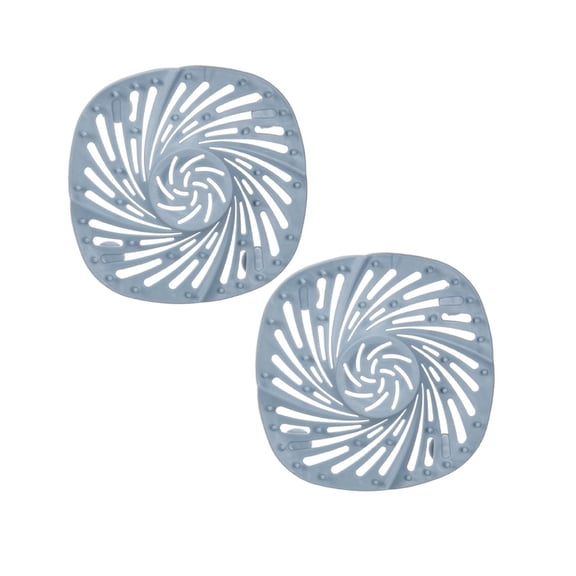 LYCAQL 2PCS Square Drain Cover for Shower 5.7-inch Drain Hair Catcher Flat Silicone Plug for Bathroom and Kitchen Grey Filter Shower Drain Protection Flat Strainer Stopper with Suction Cups