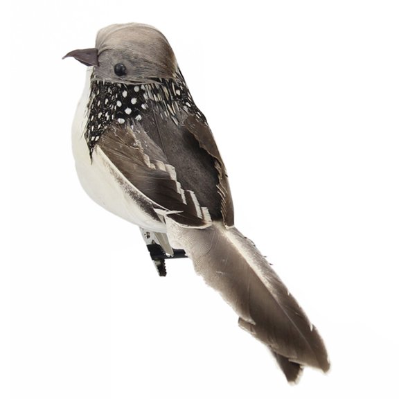 Kripyery 4pcs /5pcs Artificial Simulation Foam Bird Clip on Feathered Sparrow Bird Ornaments for Craft Christmas Home Garden Wedding Party Decor (16cm/6inch)