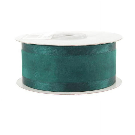 Satin-edge Sheer Organza Ribbon, 1-1/2-inch, 25-yard, Hunter Green