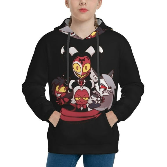 Helluva Boss Kids' Hoodie 3d Print Sweatshirt Soft Pullover Hooded With Big Pockets Fans Gifts For Boys Or Girls Small