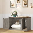 thumbnail image 5 of Hzuaneri 39.4" Cat Litter Box Enclosure, Hidden Cabinet Furniture with Bell, Farmhouse Style, Greige, 5 of 10