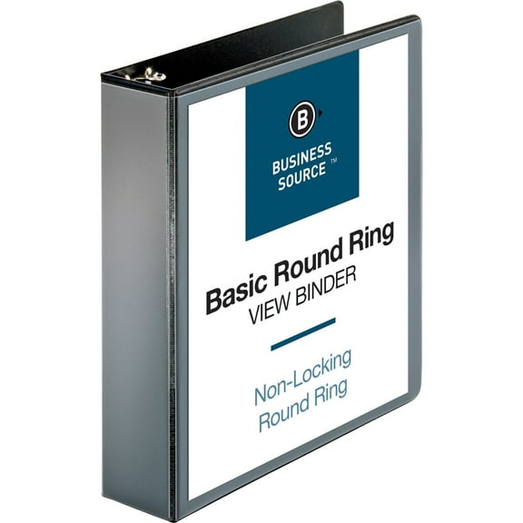 Business Source Round-ring View Binder - 2" Binder Capacity - Letter - 8 1/2" x 11" Sheet Size - 475 Sheet Capacity - Round Ring Fastener(s) - 2 Internal Pocket(s) - Polypropylene | Bundle of 5