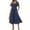 Navy(womens dresses), variant on Women Smocked Tiered Midi Dresses Casual Frock Square Neck Short Sleeve Flowy Dresses with Pockets,Pink,L
