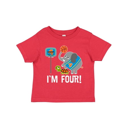 

Inktastic Basketball 4th Birthday for 4 Year Old Gift Toddler Boy Girl T-Shirt