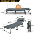 thumbnail image 4 of Lilypelle 75" Folding Camping Cot Bed,Adjustable 4-Position Adults Reclining Folding Chaise, Outdoor Portable Folding Lounge Chair Sleeping Cots, 4 of 10