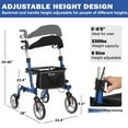 thumbnail image 2 of Lumiparty Folding Rollator Walkers for Seniors, Lightweight Rolling Walker with Seat and Wheel, Adjustable Height Mobility Walkers, Blue, 2 of 9