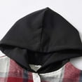 thumbnail image 4 of LNWUY Kids Boys Cute Summer Short Sleeve Plaid Hoodie Tops Casual Button Down Hooded Pullover T-Shirts Loose Lightweight Comfy Tees Shirt with Pocket Red 18-24 Months, 4 of 8