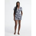 thumbnail image 3 of Joyspun Women’s Dreamy Soft Collection Notch Collar Knit Top and Boxer Shorts Pajama Set, Sizes XS-3X, 3 of 6