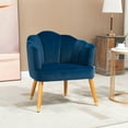 thumbnail image 2 of HOMCOM Modern Accent Chair Upholstered Velvet Armchair with Arms Wood Legs, 2 of 10