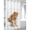 thumbnail image 2 of No Hook Shower Curtain with Snap-in Liner, Funny Cats Waterproof Fabric Bathroom Curtains, Cute Art Fun Lovely Animals on Toilets Bath Curtains & Mesh Top Window Narrow 36"x78", 2 of 9