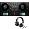 Hercules DJControl Inpulse T7, 2 Deck Motorized DJ Controller with built in STEMS Control, Serato DJ and DJUCED included Bundle with Hercules HDP DJ45 Closed-Back, Over-Ear DJ Headphones