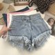thumbnail image 4 of Pantalones Cortos Vaqueros Holgados Con Borlas Y Botones Y, 4 of 6