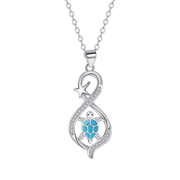 RYNSITO Mother's Day Gifts for Women, Turtle Necklace Sterling Silver Sea Animals Jewelry, Infinity Turtle Pendant Necklace for Women