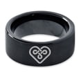 thumbnail image 2 of Tungsten Keltic Celtic Knot Heart Shape Band Ring 9mm Men Women Comfort Fit Black Flat Cut Brushed Polished, 2 of 4