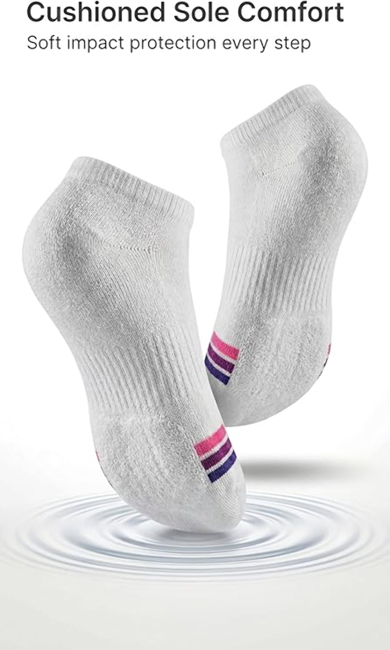 Tipi Toe Women's Athletic Ankle Socks with Arch Support 12-Count
