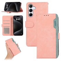 for Samsung Galaxy A25 5G Premium PU Leather Wallet Flip Case, RFID Blocking Magnetic Card Slots Cash Pocket Kickstand Multifunctional Drop Protective Phone Cover for A25 5G, Pink