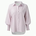 thumbnail image 5 of Towmus Striped Button Down Shirts for Women Office Work Trendy Blouse Smocked Cuffed clothings Causal Long Sleeve Tops with Pocket, 5 of 6