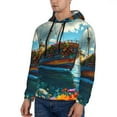 thumbnail image 2 of KLL Floral Ship On Ocean Print Mens Hoodie Long Sleeve Casual Pullover Hooded Sweatshirt Fashion Drawstring Hoodies with Pocket-XX-Large, 2 of 6