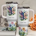 thumbnail image 3 of 40oz Custom Name Hummingbird Tumbler With Handle and Straw - Cute Personalized Coffee Travel Mug - Stainless Steel Animal Gift for Girls, Women on Birthday or Christmas, 3 of 6