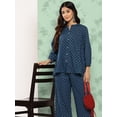 thumbnail image 3 of Janasya Indian Women's Blue Cotton Floral Printed Top with Pant, 3 of 7