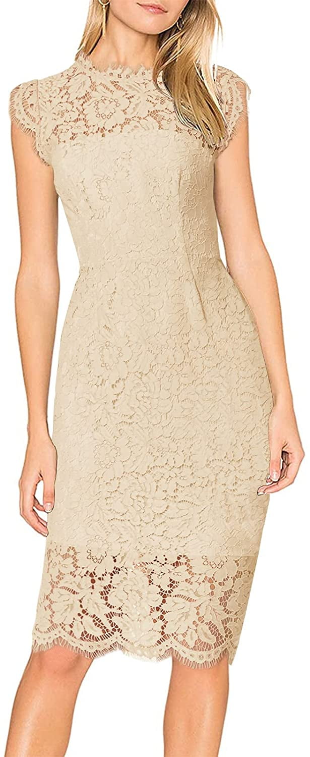 Borke Women's Sleeveless Lace Floral Elegant Cocktail Dress Crew Neck Knee  Length for Party - Walmart.com
