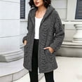 thumbnail image 4 of Atogsazn Women's Sherpa Full Zip Jacket Casual Fleece Long Sleeve Hooded Coat Winter Warm Jacquard Tops Dark Gray XXL Fashion, 4 of 9