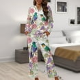 thumbnail image 6 of Kuiaobaty Hummingbird Flower Print Pajamas Set for Womens Ladies Long Sleeve Lounge Set with Button Down Sleepwear Long Pants Trousers Set 2 Pcs Lounge Pajama Sets for Women, M, 6 of 7